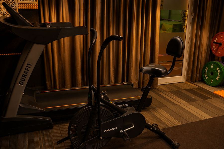 Gym with treadmill and exercise bike